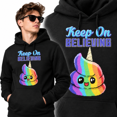BLUZA Z KAPTUREM ANIMOWANA  KEEP ON BELIEVING UNICORN PIXEL ART